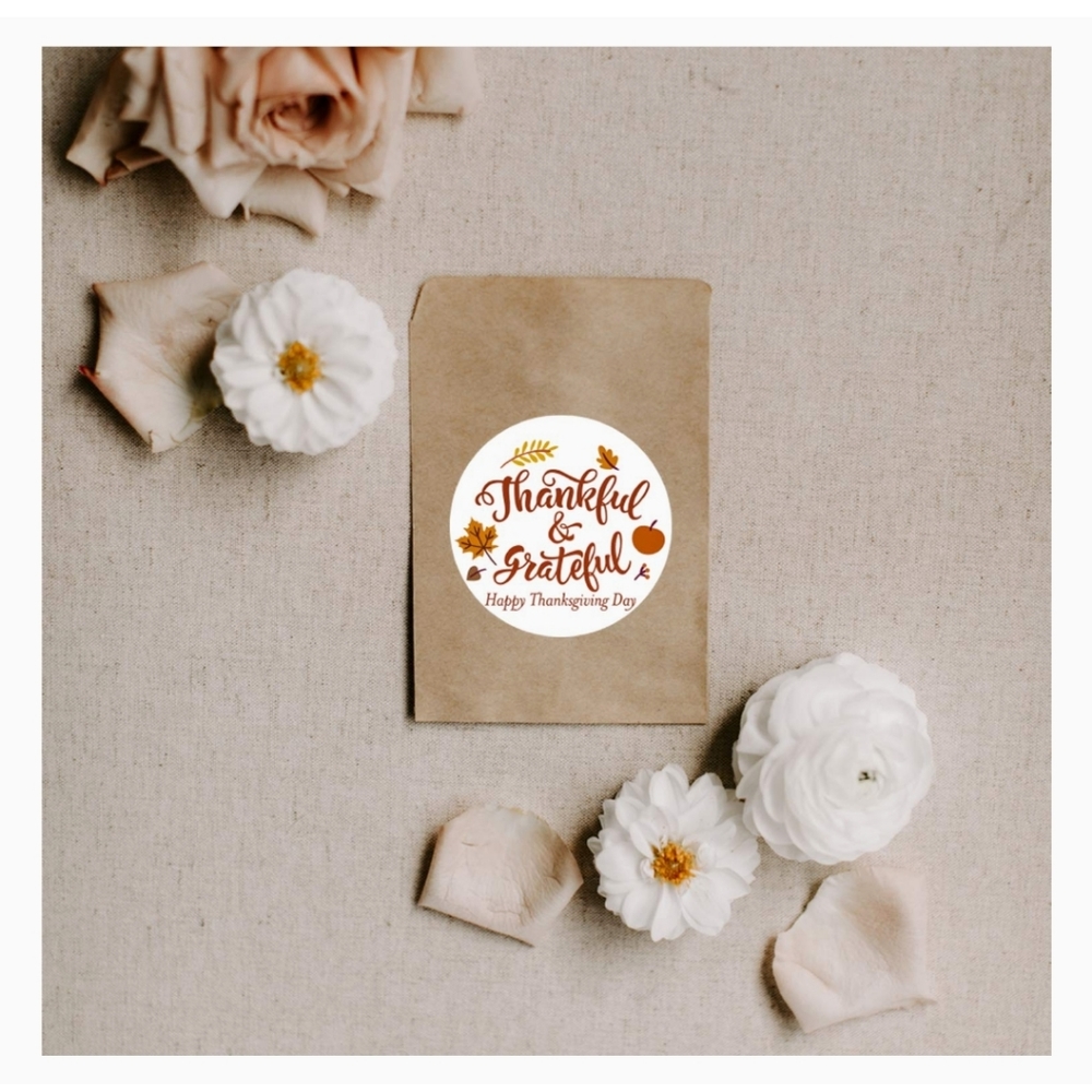 50 CT🦃2x2 " Happy Thanksgiving Day Stickers - Grateful Design